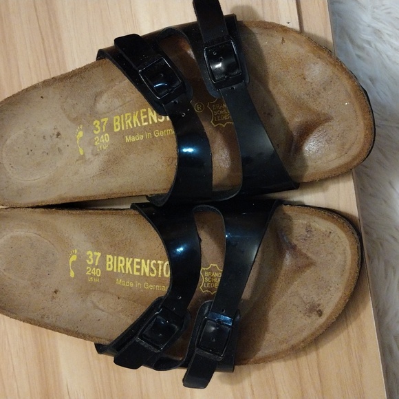 Birkenstock Ibiza Patent Black Sandals with Glossy Straps and Cork Footbed 6 - Picture 4 of 8